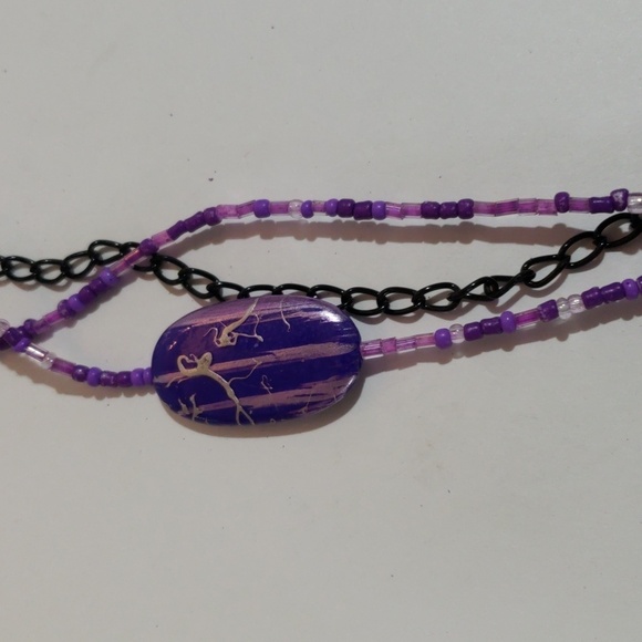 Layered Gunmetal & Colorful Beads Necklace - Matching Earrings - Fashion Jewelry - Picture 5 of 7